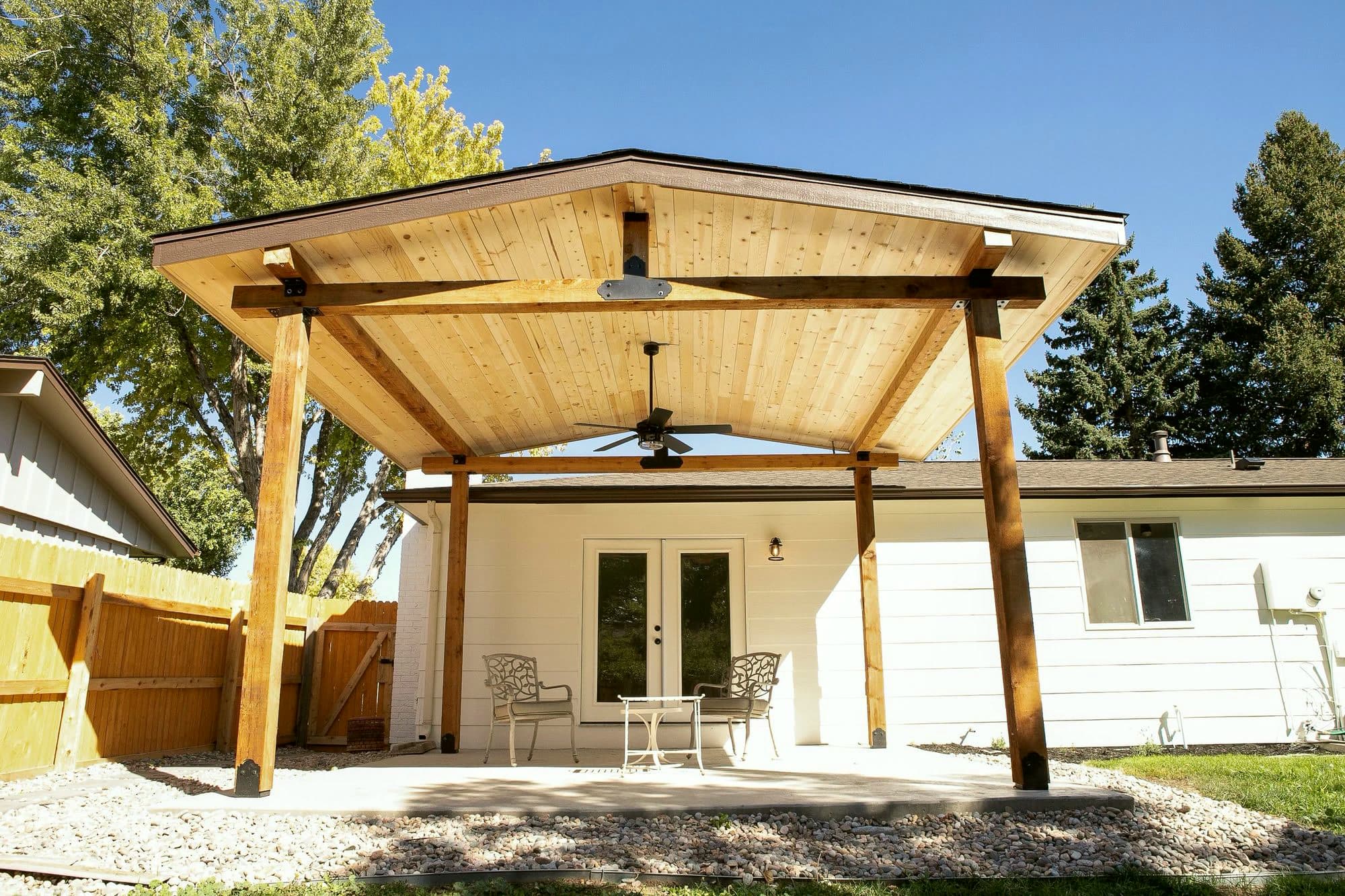 Cedar patio cover built by Massey Contracting